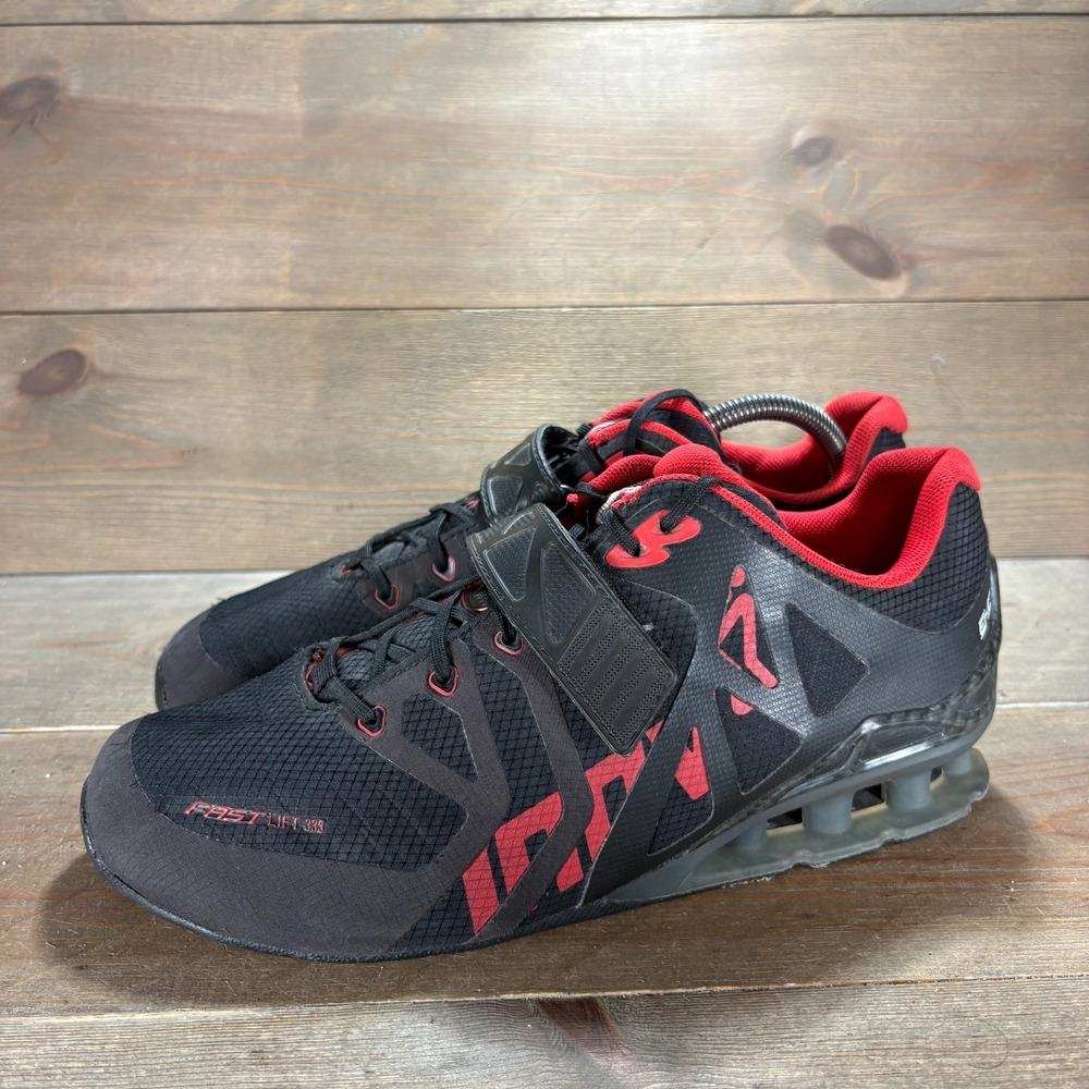 Inov 8 Fastlift 335 Mens size 10 shoes Black Lace Up Strap weightlifting shoes